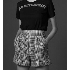 Sandro high waisted zipped checked shorts (never worn)